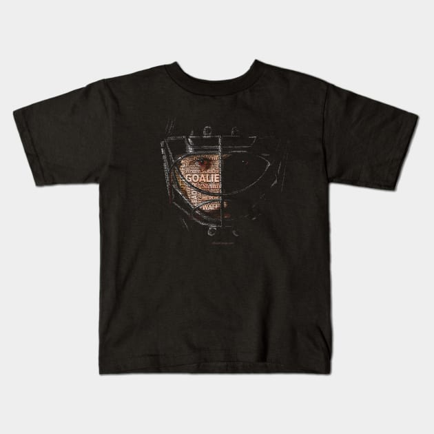 Typographic Hockey Goalie Tribute Kids T-Shirt by eBrushDesign